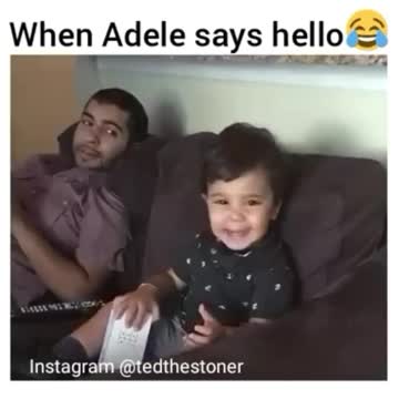 Cute Toddler when Adele says Hello in the song