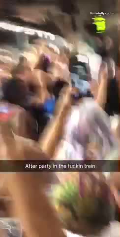 After party in train people jumping and singing