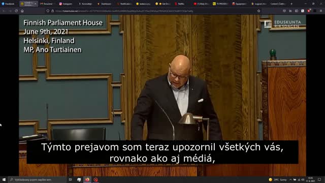 Fínsky parlament 9/06/21- Vakcína Covid je maskovany toxín, pokus na ľuďoch