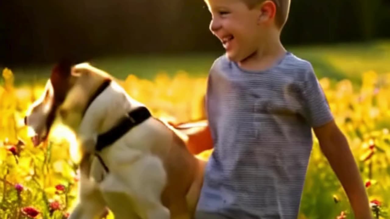 Joyful Young bo Plays with Dog 🌻