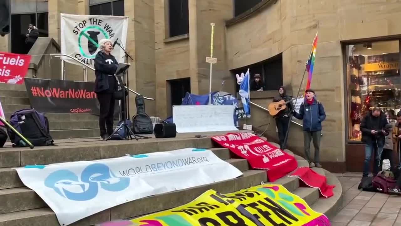 Stop The War Coalition holds a protest in central Glasgow as COP26 continues