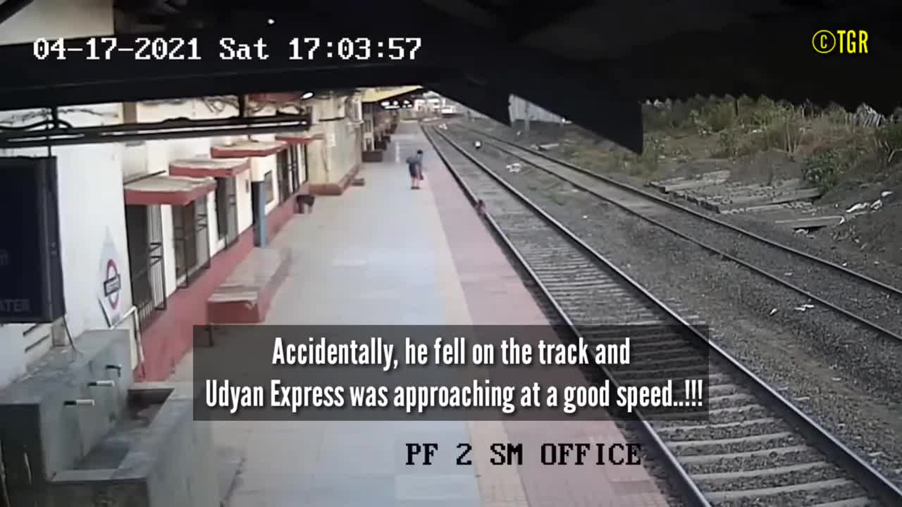 Caught On Camera - CCTV footage of Mayur Shelke Saving A Childs Life