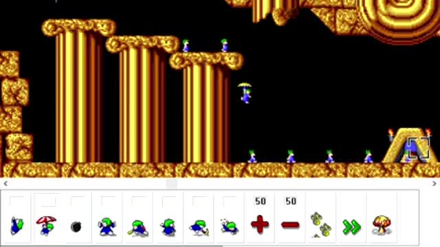 Lemmings 95: Fun level, Only floaters can survive this