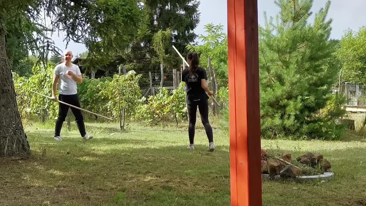 Father and daughter kungfu training