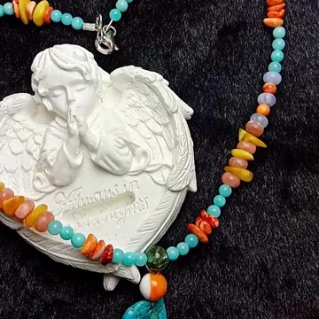 Natural turquoise and pretty orange spiny oyster irregular amber Seraphinite Amazonite