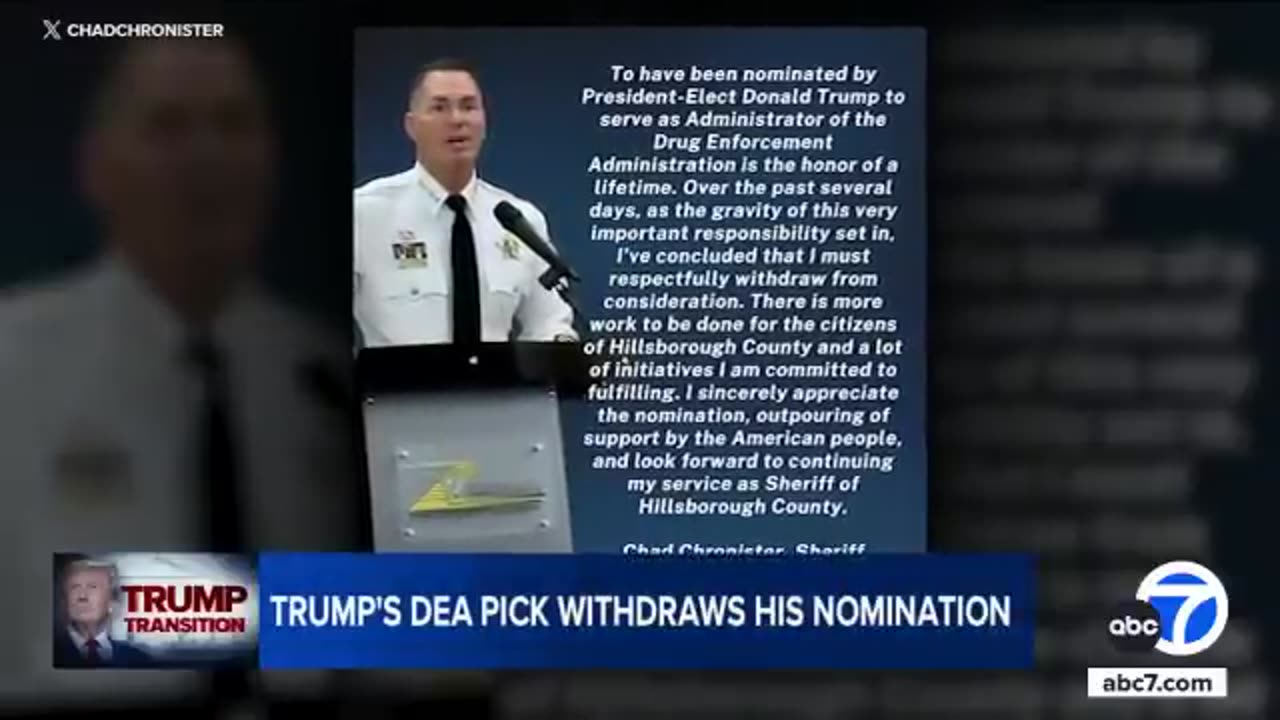 Chad Chronister, Trump's pick to run DEA, withdraws name from consideration