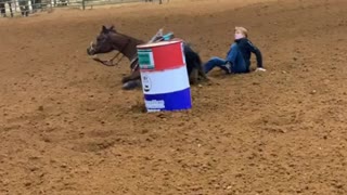 Spills at the barrel racing last night.