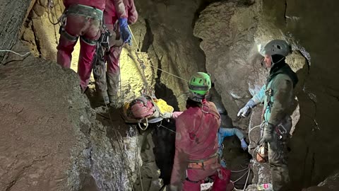 First images show trapped US explorer on stretcher