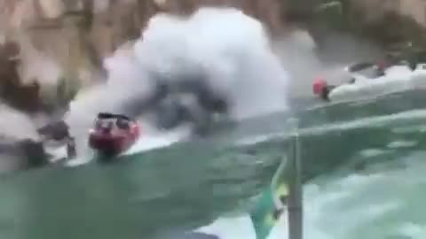 Huge Rock Fall On Rafter boats