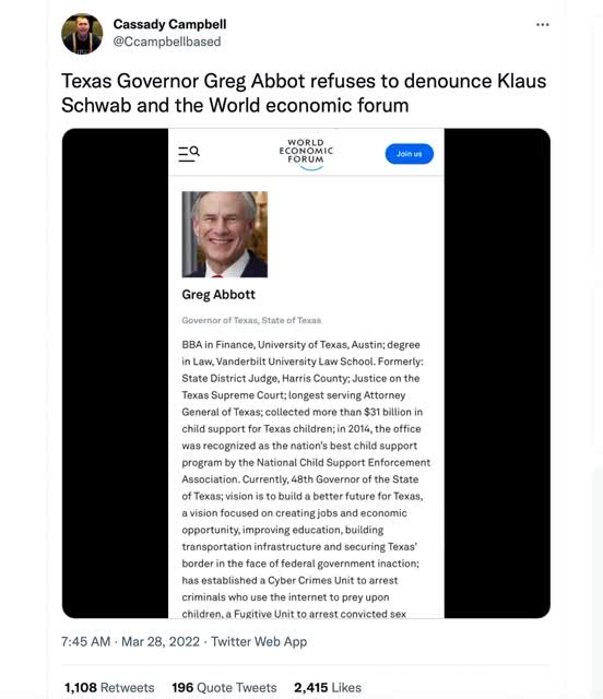 ABBOTT IS A KLAUS SCHWAB SUPPORTER.!