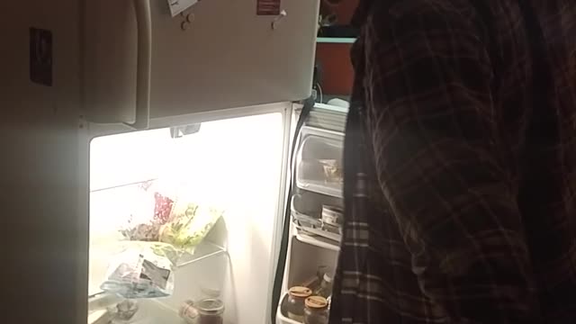 Guy tries to move fridge on back fails