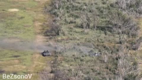 Joint work of the tank and the BMP-2 of the 100th Brigade of the DPR army
