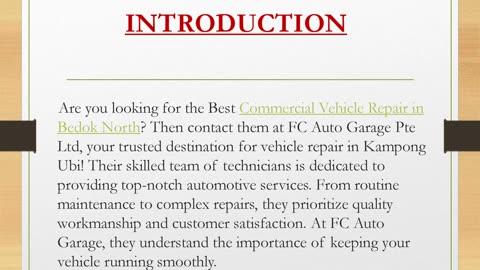 Best Commercial Vehicle Repair in Bedok North