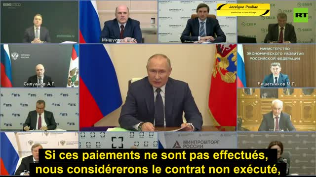 Le Président Poutine sur l'approvisionnement en gaz.