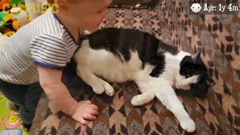 baby's with cat