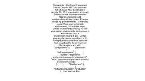 Angular 15 CLI does not create environments folder when creating an angular project via ng new