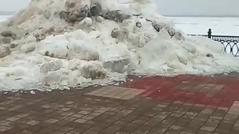 Moving Ice Breaks Metal Fence