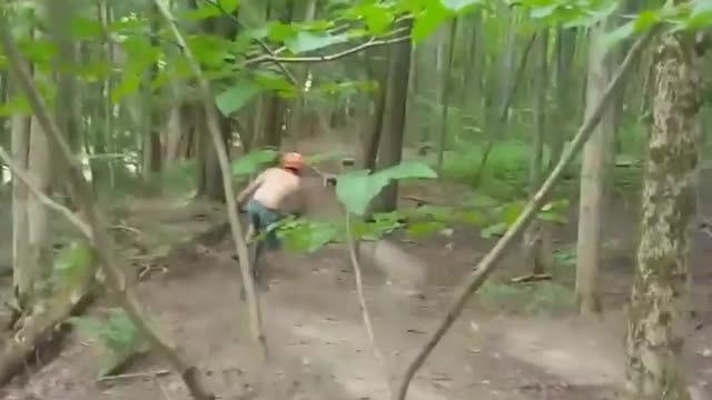 Collab copyright protection - orange helmet shirtless bike fail