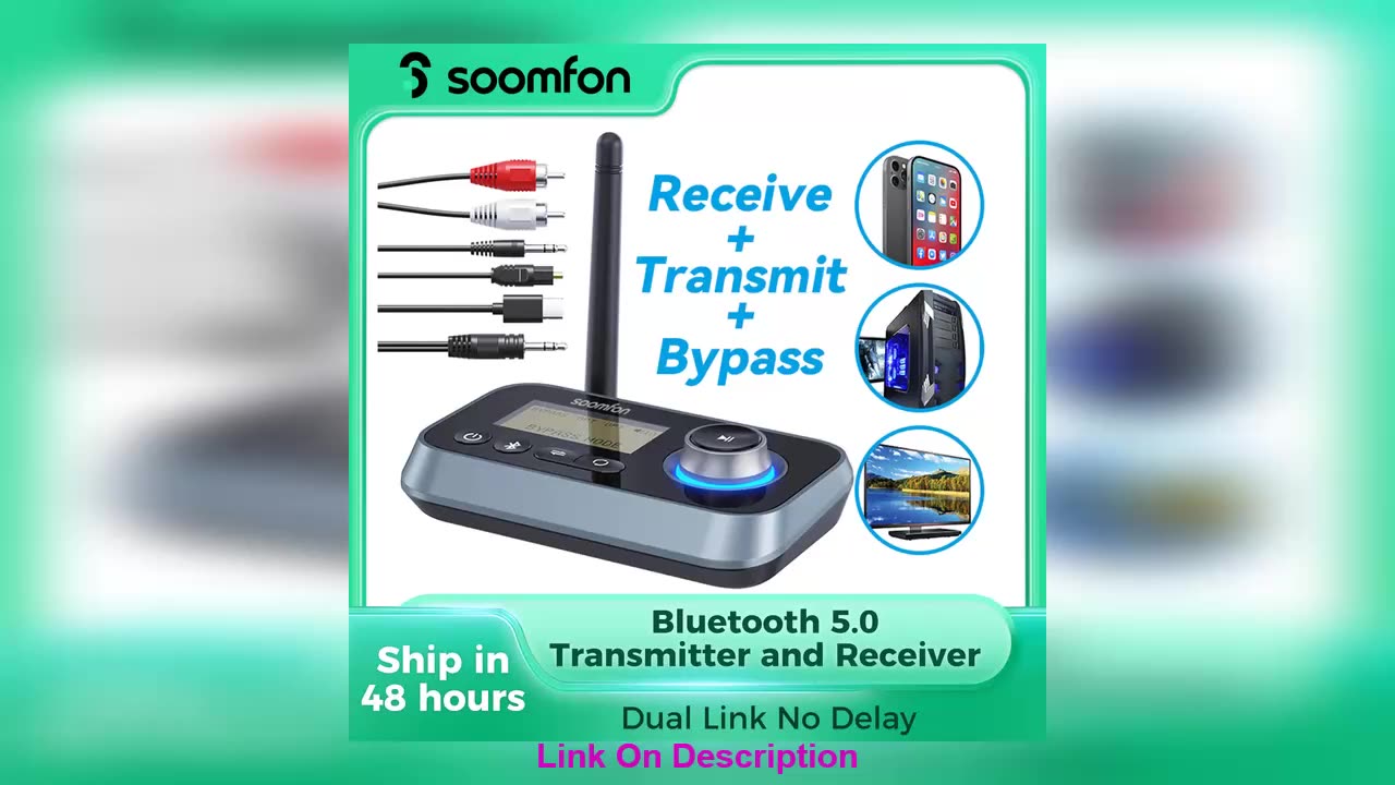 Slide SOOMFON 3-in-1Bluetooth Transmitter Receiver fo