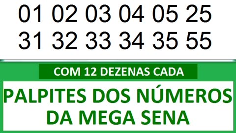 PALPITES DOS NÚMEROS DA MEGA SENA COM 12 DEZENAS tm tn to tp tq tr ts tt tu tv tw tx