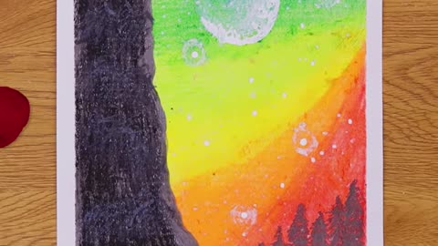 Magnificent sky drawing with crayons for beginners