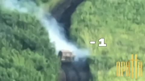 Drone Smashes into Russian Armored Vehicle