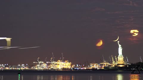 Three Moons and a Statue - A Moon-Stack Time-lapse of the crescent moon, half full and full moon