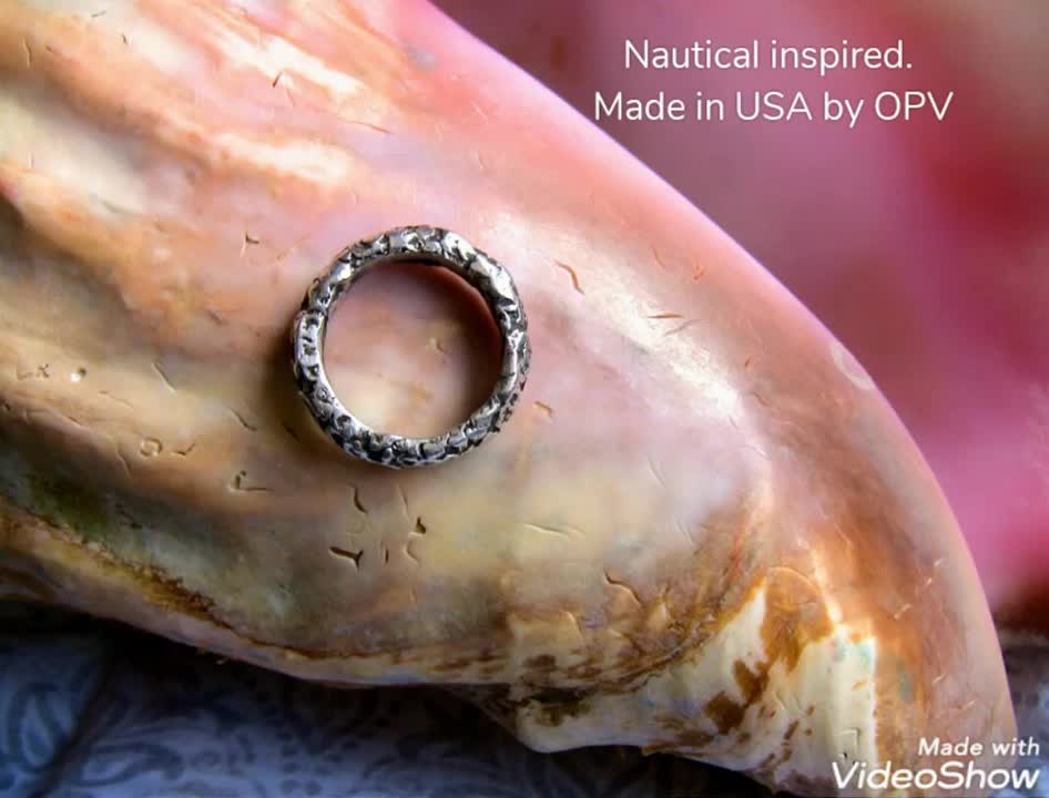 Rusticated Coral Reef inspired silver band ring