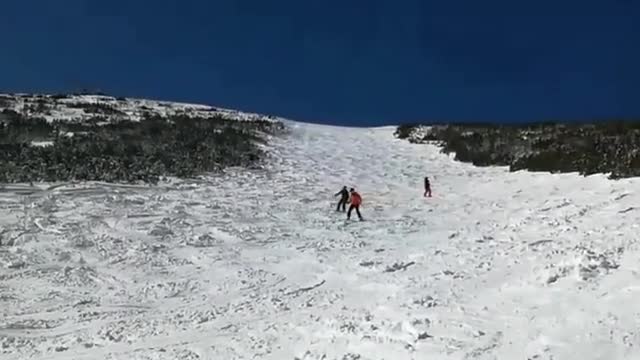 Collab copyright protection - three guys ski down hill fall