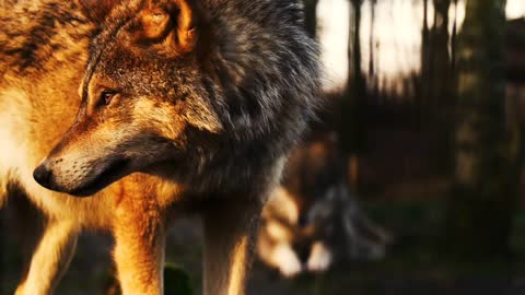 The ferocious wild lion in the forest