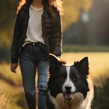 girl with dog ai video animation