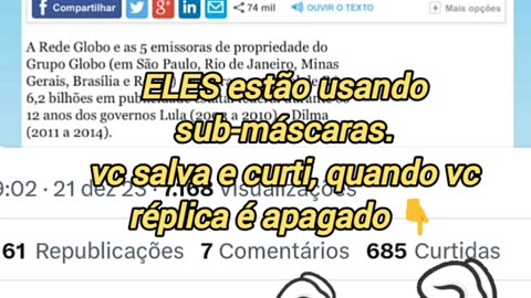 Ditadura do STF está cada vez mais avançando, eles estão usando sub-máscaras tudo é apagado.