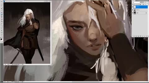 Draw The Face Of A Beautiful Woman With White Hair