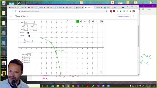 Calculus 2 - Section 9-3 - Class Example of solving a diff eqn with an initial condition