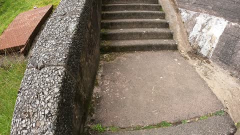 Speed lapse climbing stairs to a reservoir dam