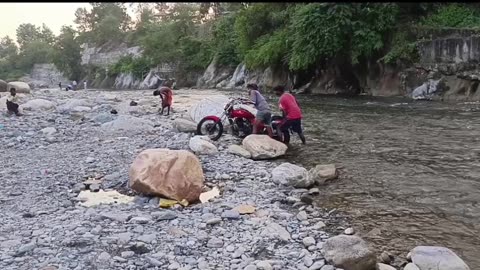 Bike stuck in river 😳