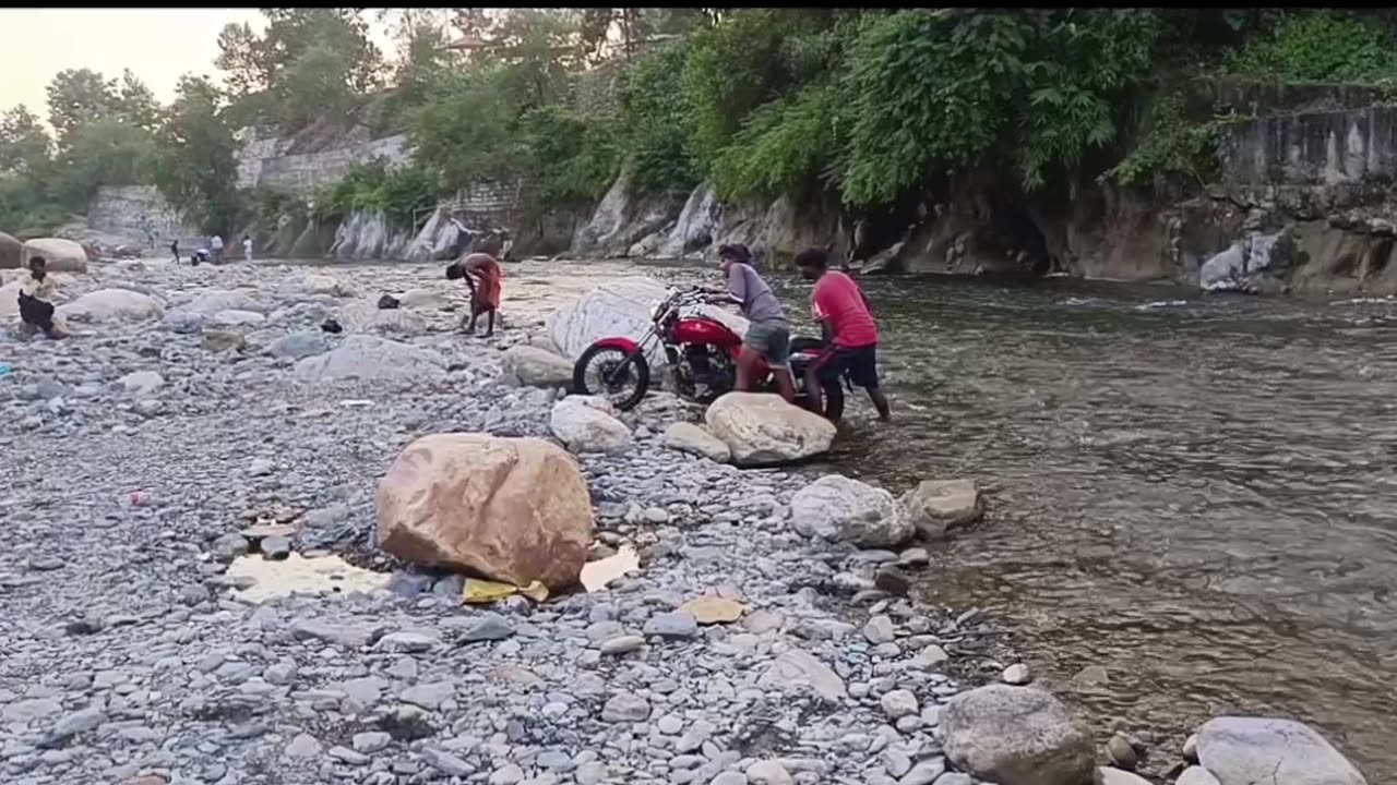 Bike stuck in river 😳