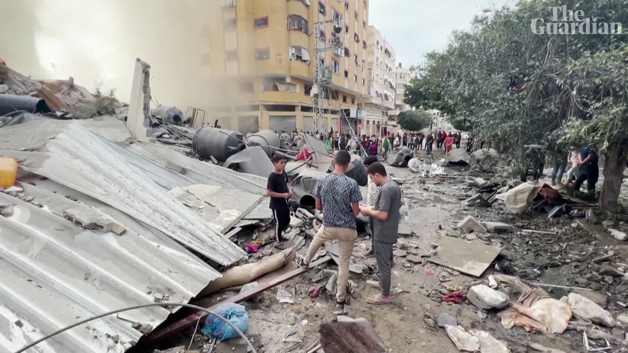 Moment Israeli airstrike hits Gaza tower block after Hamas attack