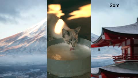 Cat eating milk