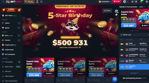 Betfury - 5-Star Birthday $500000 Start