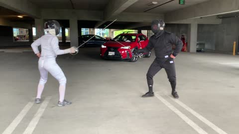 COVID fencing demonstration