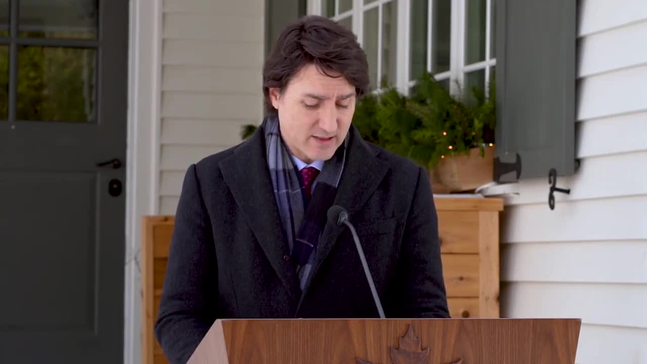 Canada PM Justin Trudeau Addresses Truckers' 'Freedom Convoy' Protest In Ottawa