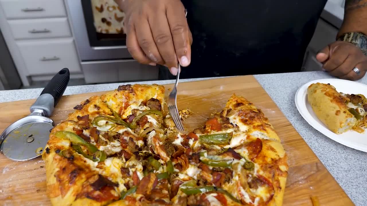 Meat Lovers Pizza with Garlic Pizza Crust