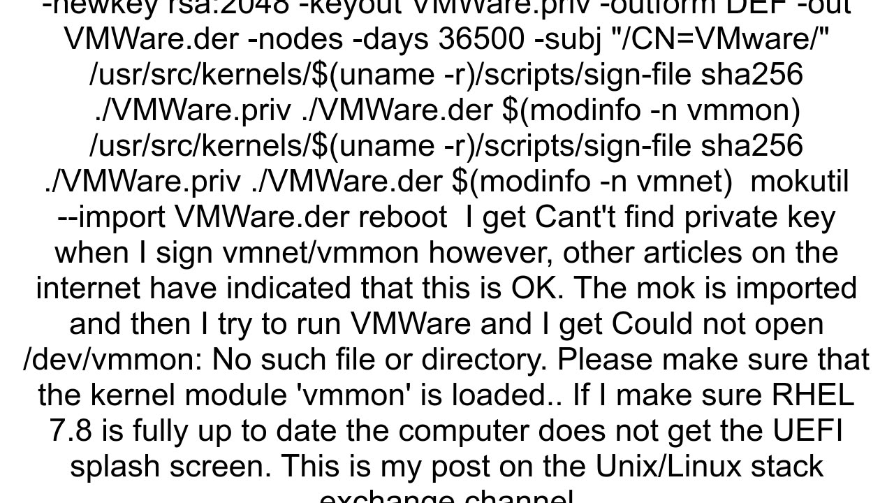 VMWare on Linux Could not open devvmmon