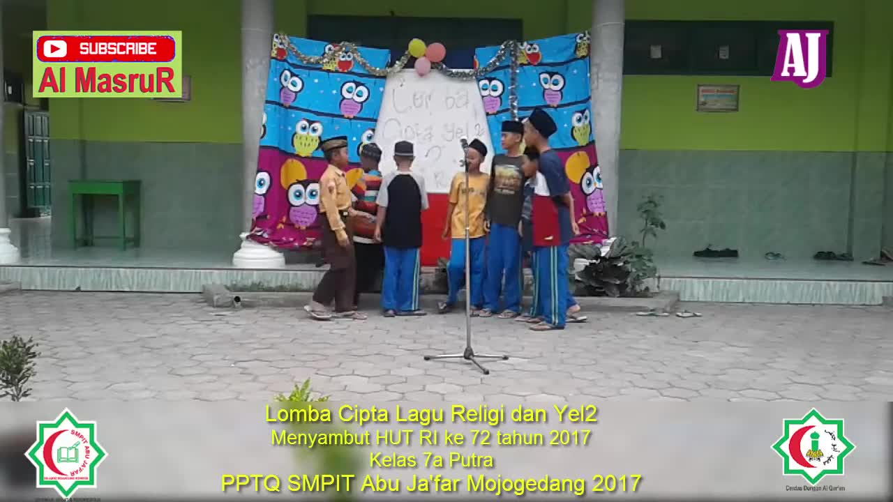 Lomba Cipta Lagu Religi dan Yel2 Kelas 7a Putra Menyambut HUT RI ke 72 tahun 2017 PPTQ SMPIT Abu Ja'