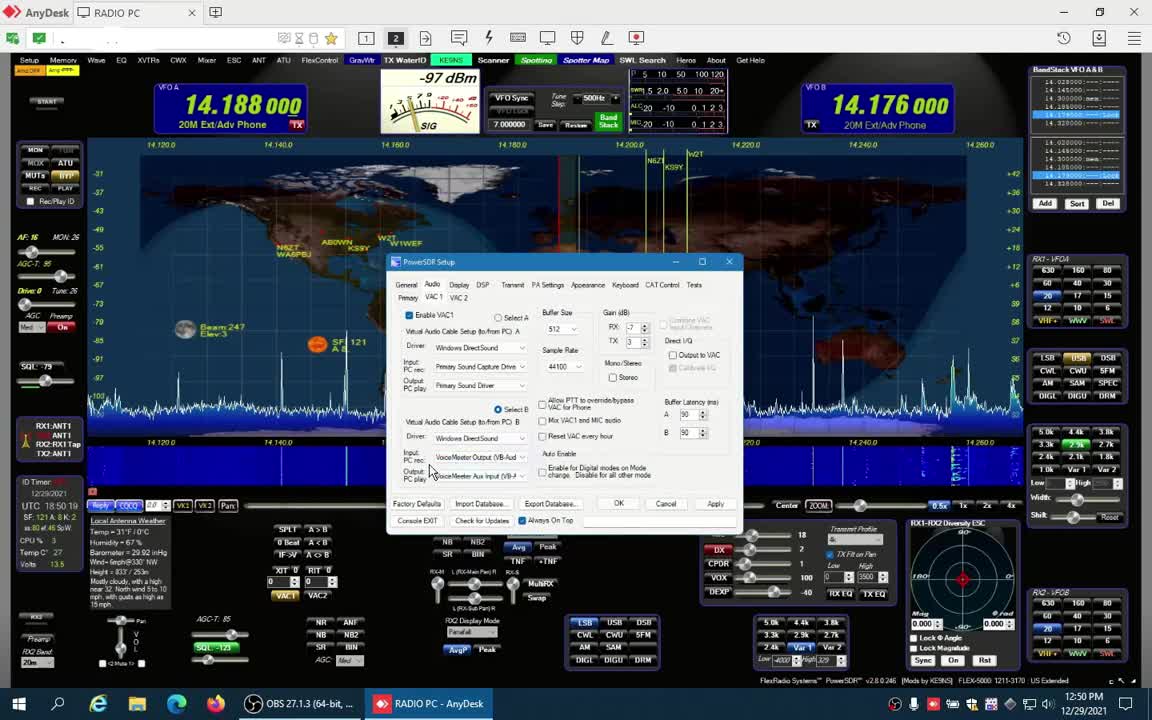 Full bi-directional Audio and Full Remote Desktop with PowerSDR using only AnyDesk