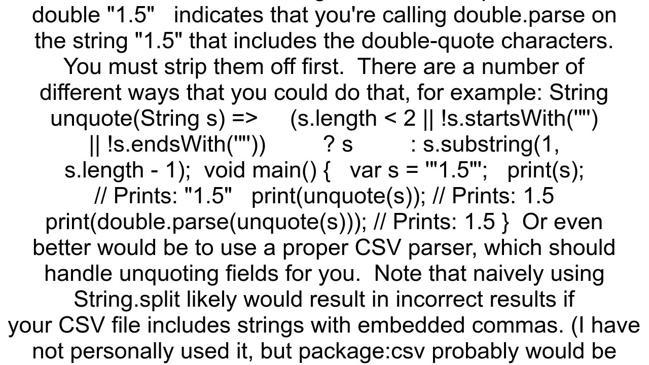 Error when parsing string to double in dart