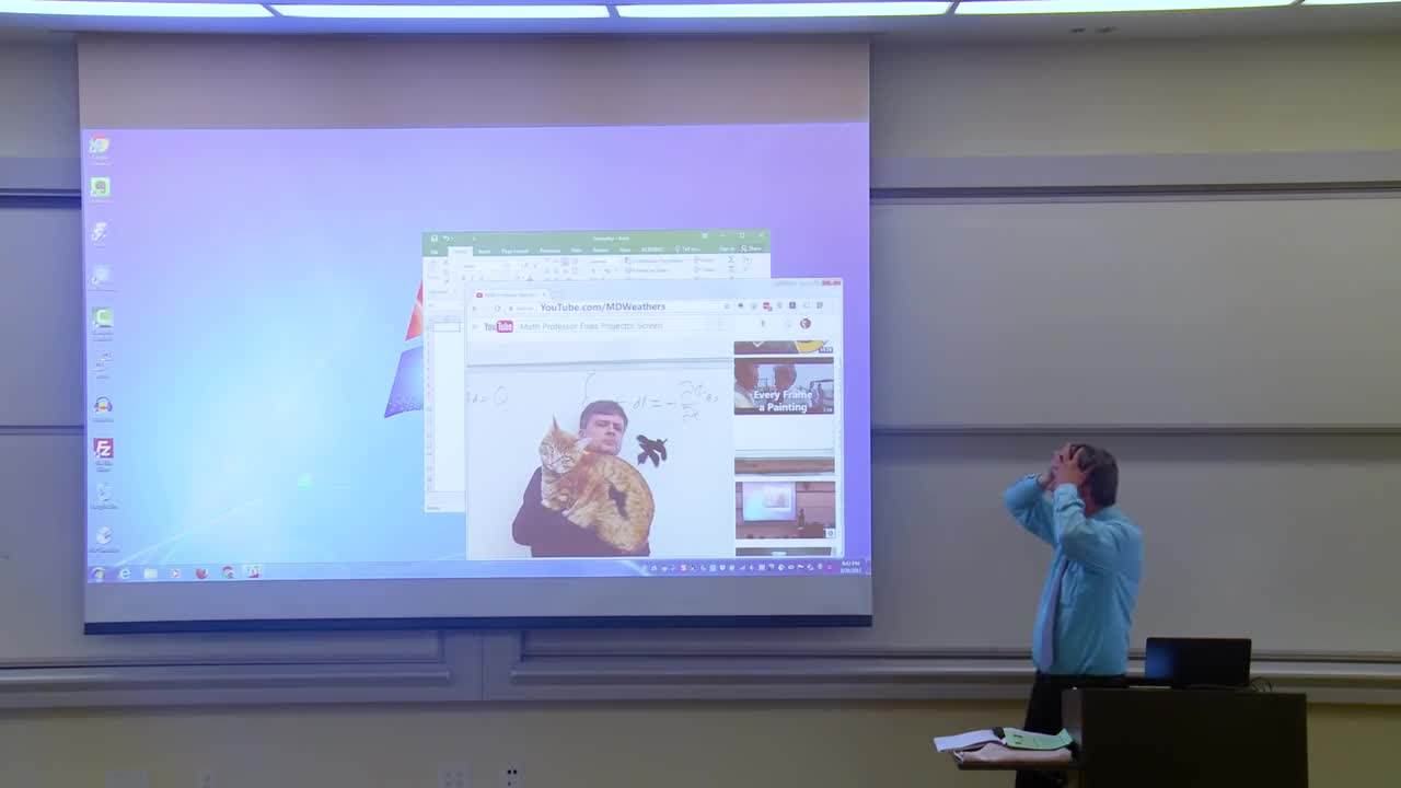 Math Professor Fixes Projector Screen With Help From Another Dimension???