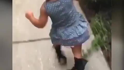 Little girls high heel funny walk