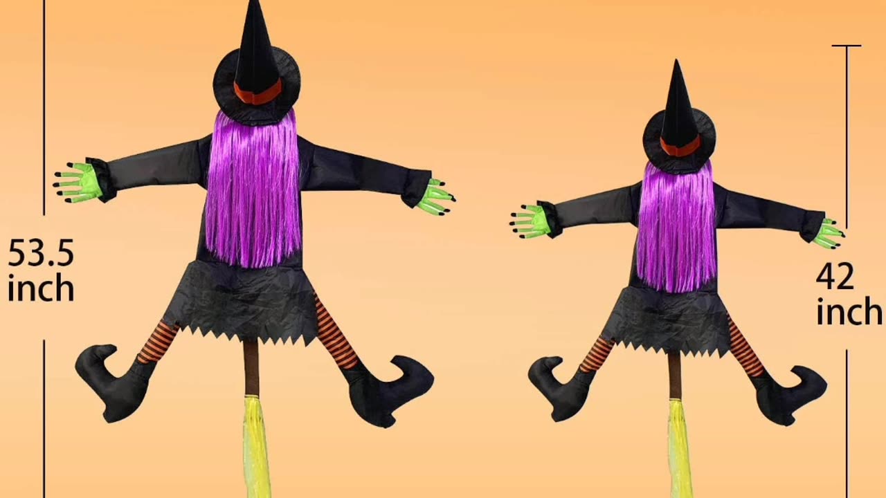 (53.5 Inch Tall) Life Size Witch Crashing Into Tree Door by Oubomu